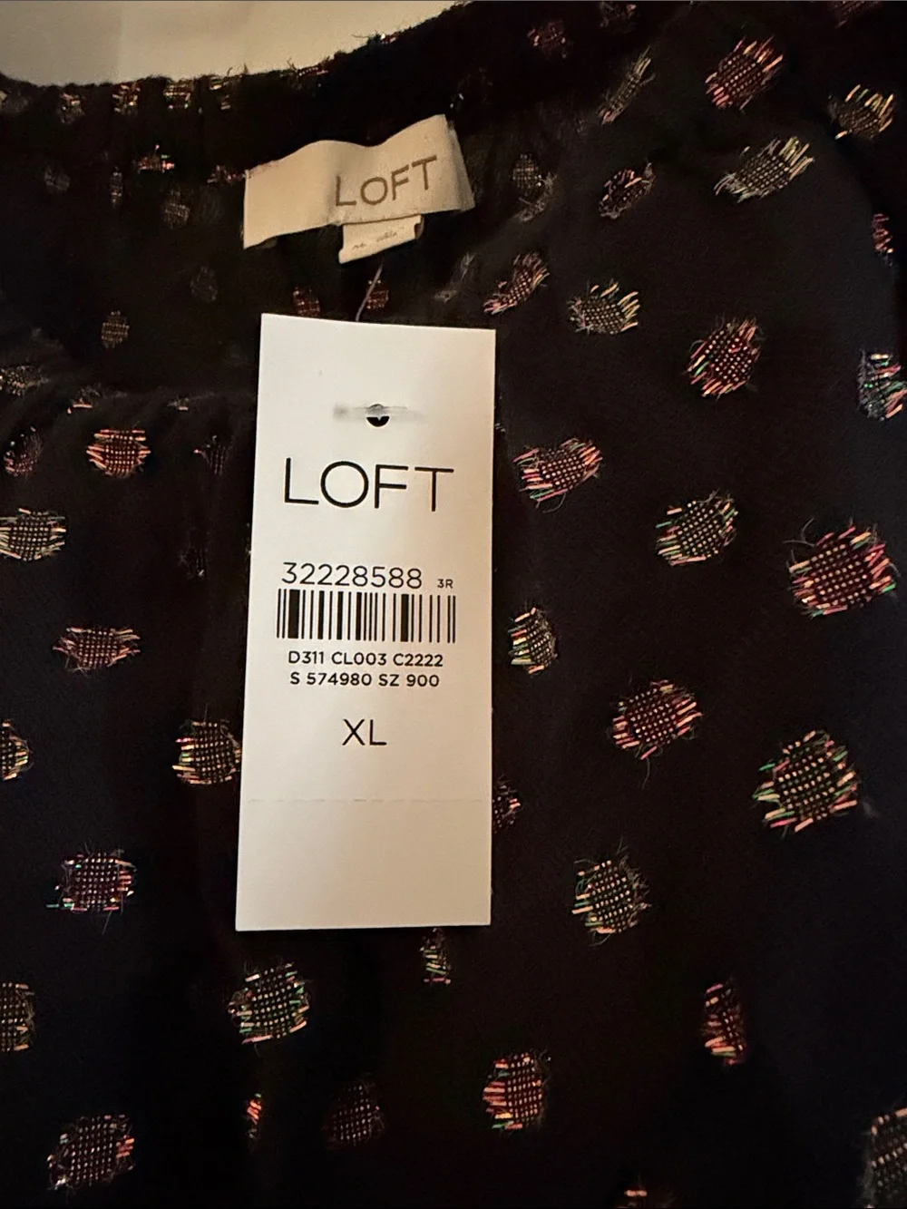 LOFT Black Floral Puff-Sleeve Peasant Blouse